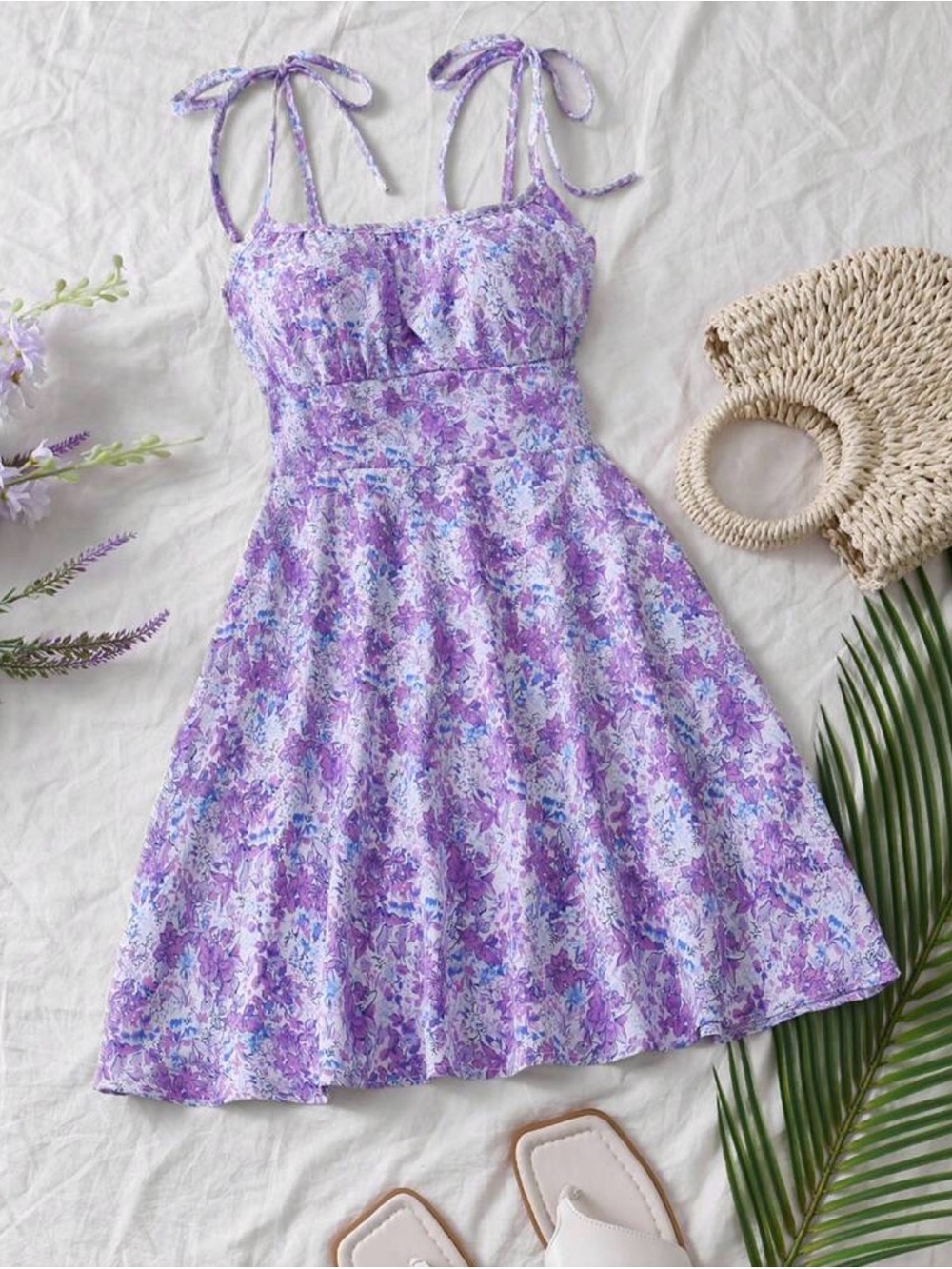 3/$20! XS size 2 purple Floral Tie-Strap Sundress in Lavender Purple